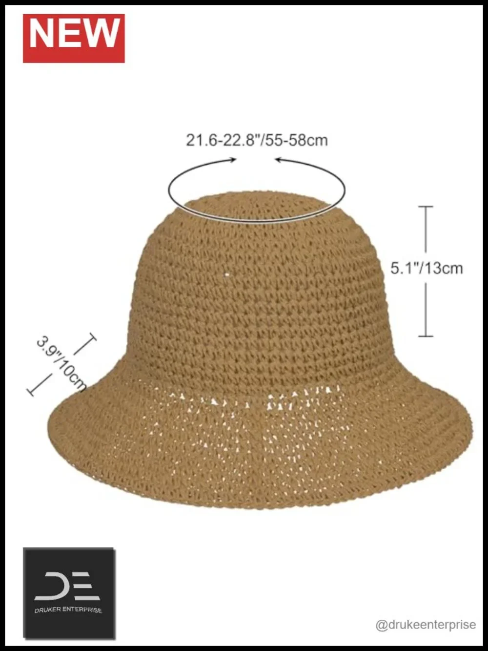 Handmade Crochet Straw Bucket Hat Sun Protection Travel Foldable Cap